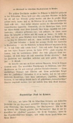 X. Gegenwärtiger Stand der Colonien