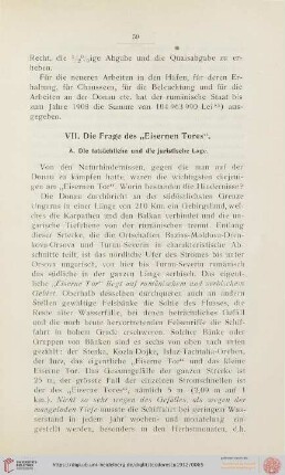 VII. Die Frage des „Eisernen Tores“