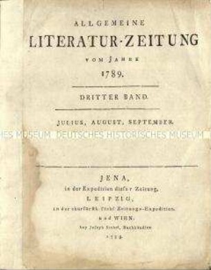 Allgemeine Literatur-Zeitung, Jg. 1789 Juli bis September