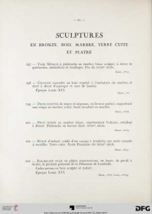 Scultpures en bronze, bois, marbre, terre cuite et platre (Nr. 197-208)