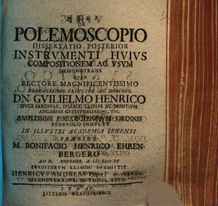 De polemoscopio dissertatio posterior