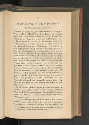 Afghanistan: The Key to India.