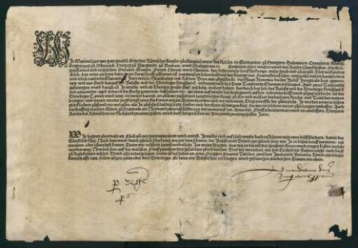Wir Maximilian von gots gnad[e]n Erwelter Römischer Kayser ... : verkünden Euch ... die Statt Bononia die der Bapst Jnngehabt hatt, gewunnen ...