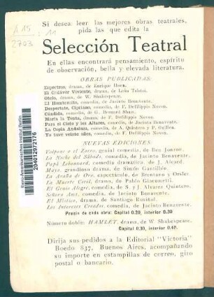 Obras pulicadas [y] Nuevas ediciones