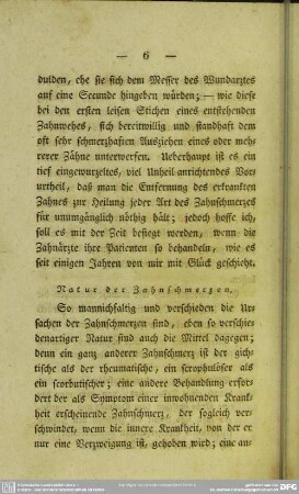 Natur der Zahnschmerzen