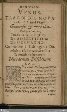 Venus. Tragoedia Nova: ex Lib. I. Aeneid. Virgilij