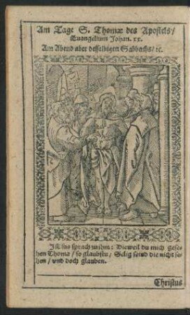 Am Tage S. Thomae des Apostels/ ...