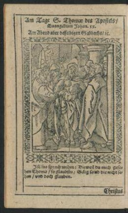 Am Tage S. Thomae des Apostels/ ...