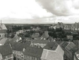 Görlitz-Altstadt. Blick vom Rathausturm nach Nordosten über die Neiße (nach Zgorzelec)
