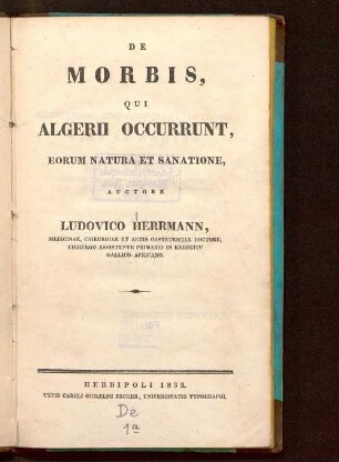 De morbis qui Algerii occurrunt : eorum natura et sanatione