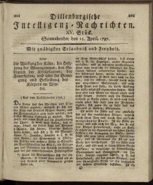 XV.Stück. Sonnabends: den 15. April 1797.