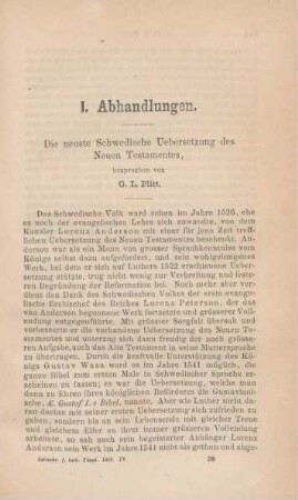 593-608 Die neueste Schwedische Uebersetzung des Neuen Testamentes