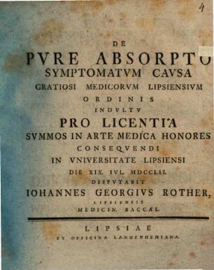 De pure absorpto symptomatum causa