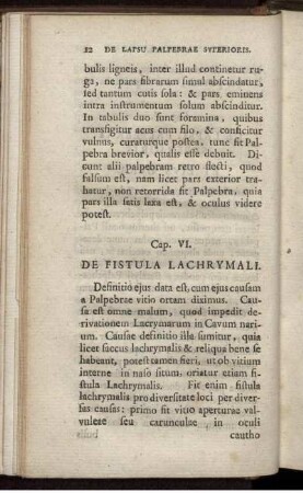 Cap. VI. De Fistula Lachrymali.