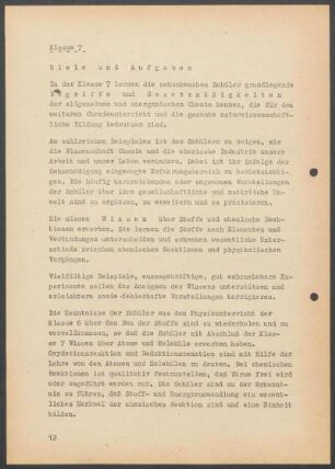 Klasse 7. Ziele und Aufgaben