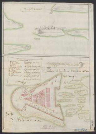 Pianta della Fortezza S. Nicolo : situata nella Bocca esteniore del Golfo et Porto della Città di Sebenico, e del Fiume Kerko