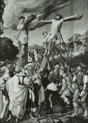 Christus als Schmerzensmann zwischen zwei Engeln