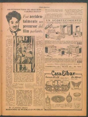 Fué accidentalmente un precursor del film parlante : Los primeros pasos del gran bufo Carlitos Chaplin