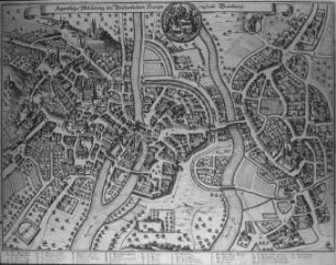 Bamberg, Stadtplan Bamberg. Topographia Franconiae, Matthäus Merian