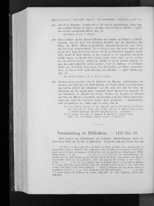 Versammlung zu Hildesheim. - 1476 Okt. 16.