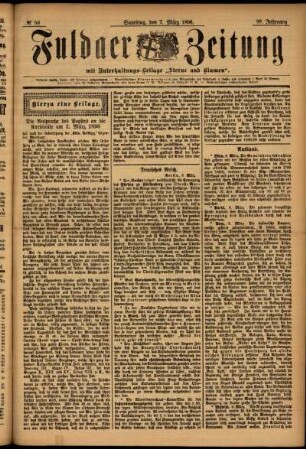 Erste Ausgabe vom Samstag, den 07. März 1896.