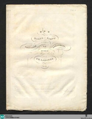 Duo pour harpe et piano sur les motifs du Postillon de Lonjumeau d'Ad. Adam : op. 79