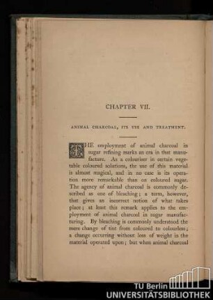 Chapter VII. Animal charcoal, its use and treatment