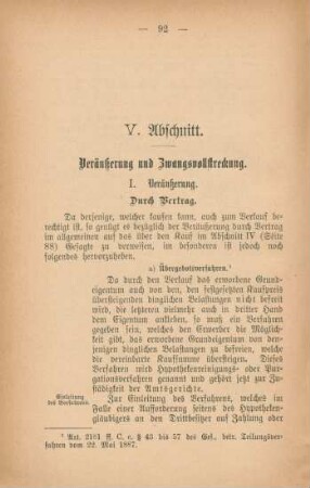 V. Abschnitt. Veräußerung und Zwangsvollstreckung.