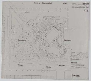 Bauwettbewerb "Görlitzer Bad", Bad am Spreewaldplatz (nicht realisiert), Ankauf – Lageplan. Berlin-Kreuzberg, Wiener Straße 59h