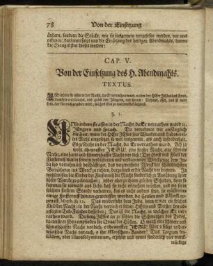 Cap. V. Von der Einsetzung des H. Abendmahls.