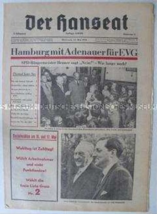 Hamburger Monatszeitung "Der Hanseat" ua.. zum Besuch von Bundeskanzler Adenauer in der Stadt