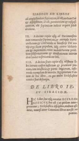 De Libro Iesu Siracidae.