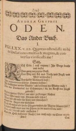 Andreae Gryphii Oden. Das Ander Buch. I. - XII.