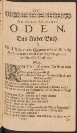 Andreae Gryphii Oden. Das Ander Buch. I. - XII.