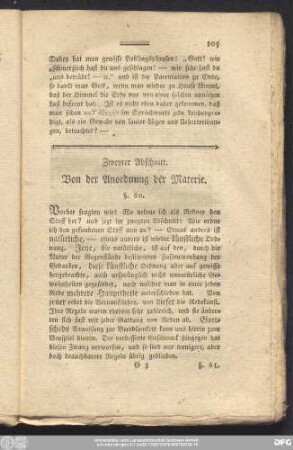 Zweyter Abschnitt. Von der Anordung der Materie.