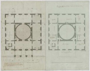 Fischer, Carl von; München, Karolinenplatz; Palais Hompesch - Grundriss EG, Grundriss 1. OG