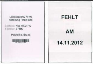 Entnazifizierung Bruno Pokriefke, geb. 05.10.1895 (Kellner)