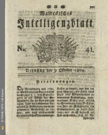 No. 41. Dienstag den 9 Oktober 1804