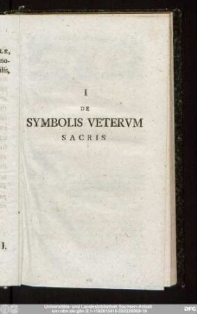 I De Symbolis Veterum Sacris