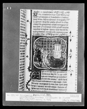 Grandes Chroniques de France — Belagerung der Burg, Folio fol. 174