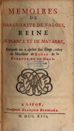 Mémoires de Marguerite de Valois, reine de France et de Navarre