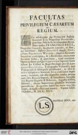 Facultas et privilegium caesareum ac regium