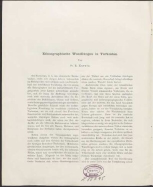 Ethnographische Wandlungen in Turkestan.