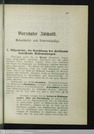 Vierzehnter Abschnitt. Gesundheits- und Veterinärpolizei