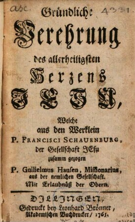 Gründliche Verehrung des allerheiligsten Herzens Jesu