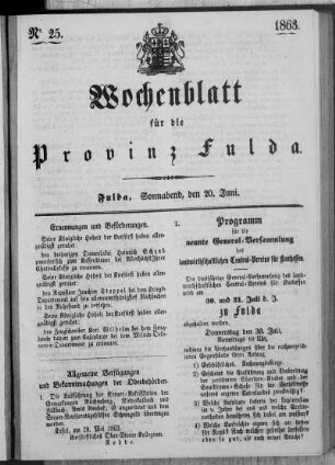 Nr. 25, Ausgabe vom 20. Juni 1863