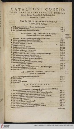 Catalogvs Concionvm Græcolatinarvm, de Dominicorum dierum Euangeliis & Epistolis, in hoc secvndo tomo