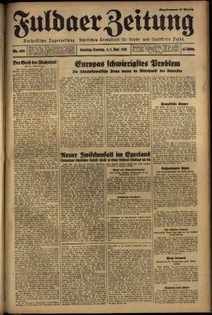 Ausgabe vom Samstag, den 04. Juni 1938.