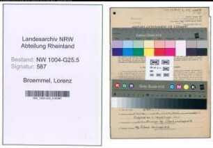 Entnazifizierung Lorenz Broemmel , geb. 10.01.1903 (Baeckermeister)