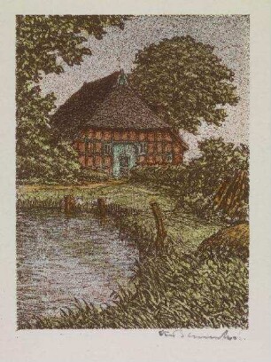 Hofgebäude mit Teich